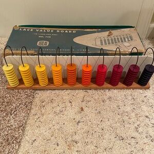 IDEAL Vintage Place Value Board with Rainbow Discs